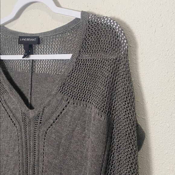 Lane Bryant Gray Knit Sleeveless V-Neck Tunic Sweater Women's Size 14/16 - Picture 4 of 14